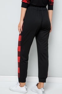 Celeste Design Plaid Side Print Sweatpants