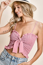 Load image into Gallery viewer, BiBi Ruffled Smocked Ribbon Detail Cami