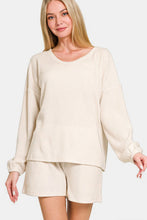 Load image into Gallery viewer, Zenana V-Neck Long Sleeve Ribbed Top and Shorts Set