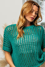 Load image into Gallery viewer, BiBi Hollowed Out Short Sleeve Knit Cover Up