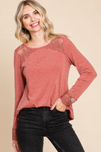 Load image into Gallery viewer, Super Lady Lace Detail Round Neck T-Shirt
