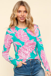 Haptics Floral Round Neck Long Sleeve T-Shirt