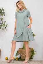 Load image into Gallery viewer, Celeste Decor Button Short Sleeve Dress with Pockets