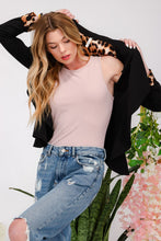 Load image into Gallery viewer, Celeste Rolled Leopard Cuff Open Front Blazer