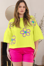 Load image into Gallery viewer, ODDI Full Size Flower Embroidery Detail T-Shirt