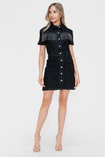 Load image into Gallery viewer, bytos Embellished Button Down Short Sleeve Denim Dress