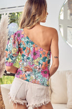 Load image into Gallery viewer, BiBi Floral Puff Sleeve One Shoulder Top