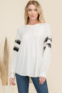 Celeste Plaid Detail Long Sleeve T-Shirt