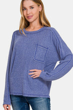 Load image into Gallery viewer, Zenana Contrast Stitching Brushed Ribbed Hacci Knit Top