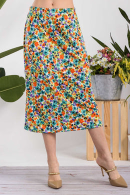 Celeste Floral A-Line Midi Skirt