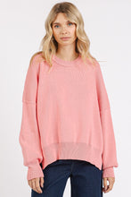 Load image into Gallery viewer, Mittoshop Side Slit Round Neck Drop Shoulder Sweater