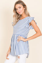 Load image into Gallery viewer, BOMBOM Striped Round Neck Blouse