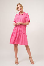 Load image into Gallery viewer, And The Why Raw Edge Washed Tiered Shirt Dress