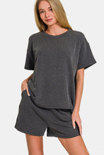 Load image into Gallery viewer, Zenana Rib Short Sleeve T-Shirt and Shorts Set