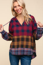 Load image into Gallery viewer, Haptics Plaid Edge Cut Detail Hooded Top