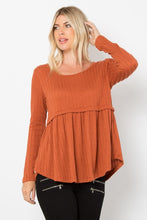 Load image into Gallery viewer, Be Stage Texture Babydoll Round Neck Long Sleeve Knit Top