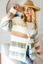 Load image into Gallery viewer, Haptics Button Down Stripe Soft Fuzzy Sweater Cardigan