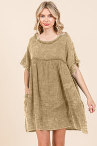 Culture Code Short Sleeve Babydoll Texture Dress with Pockets