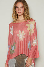 Load image into Gallery viewer, POL Flower Dropped Shoulder Long Sleeve Knit Top