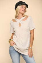 Load image into Gallery viewer, Celeste Crisscross Cutout Short Sleeve T-Shirt