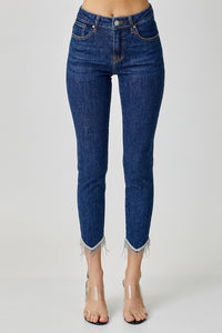 RISEN Embellished Mid Rise Crop Skinny Jeans