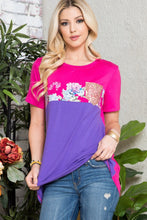 Load image into Gallery viewer, Celeste Flower Print Contrast Short Sleeve T-Shirt