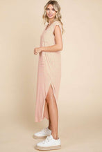 Load image into Gallery viewer, Culture Code Full Size Striped V-Neck Slit Dress with Pockets