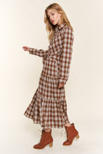 Load image into Gallery viewer, And the Why Plaid Tiered Midi Shirt Dress