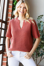 Load image into Gallery viewer, First Love Notched Short Sleeve Knit Top