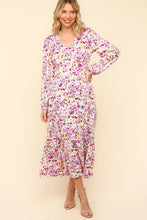 Load image into Gallery viewer, Haptics Floral V-Neck Long Sleeve Dress with Side Pockets