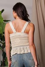 Load image into Gallery viewer, Davi &amp; Dani Crochet Wide Strap Peplum Knit Tank