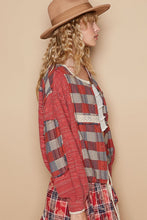 Load image into Gallery viewer, POL Round Neck Long Sleeve Plaid Shirt