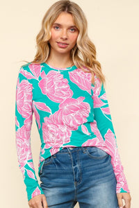 Haptics Floral Round Neck Long Sleeve T-Shirt