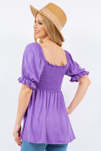 Load image into Gallery viewer, Celeste Ruffled Short Sleeve Smocked Blouse