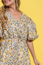 Load image into Gallery viewer, And The Why Floral Surplice Puff Sleeve Dress