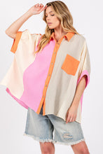 Load image into Gallery viewer, SAGE + FIG Full Size Color Block Button-Down Shirt