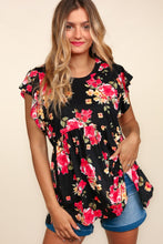 Load image into Gallery viewer, Haptics Floral Ruffle Short Sleeve Babydoll Top