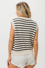 Load image into Gallery viewer, BiBi Flower Patch Striped Half Button Sweater Vest