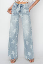 Load image into Gallery viewer, RISEN Raw Hem Star Wide Leg Jeans