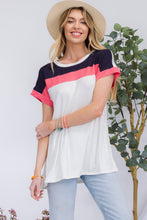 Load image into Gallery viewer, Celeste Color Block Round Neck Short Sleeve T-Shirt
