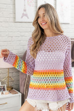 Load image into Gallery viewer, BiBi Rainbow Stripe Hollow Out Cover Up