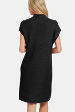 Load image into Gallery viewer, Zenana Mock Neck Short Sleeve Sweater Dress