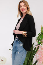 Load image into Gallery viewer, Celeste Rolled Leopard Cuff Open Front Blazer