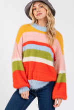 Load image into Gallery viewer, SAGE + FIG Color Block Round Neck Dropped Shoulder Sweater