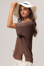 Load image into Gallery viewer, BiBi V-Neck Slit Short Sleeve Sweater