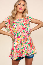 Load image into Gallery viewer, Haptics Floral Peplum Babydoll Blouse