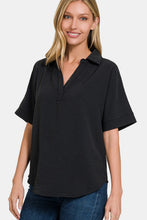 Load image into Gallery viewer, Zenana Texture Collared Neck Short Sleeve Top