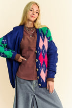 Load image into Gallery viewer, Davi &amp; Dani Argyle V-Neck Dropped Shoulder Cardigan