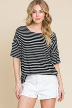 Load image into Gallery viewer, BOMBOM Striped Round Neck T-Shirt