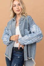 Load image into Gallery viewer, And The Why Paisley Print Quilted Sleeves Denim Jacket